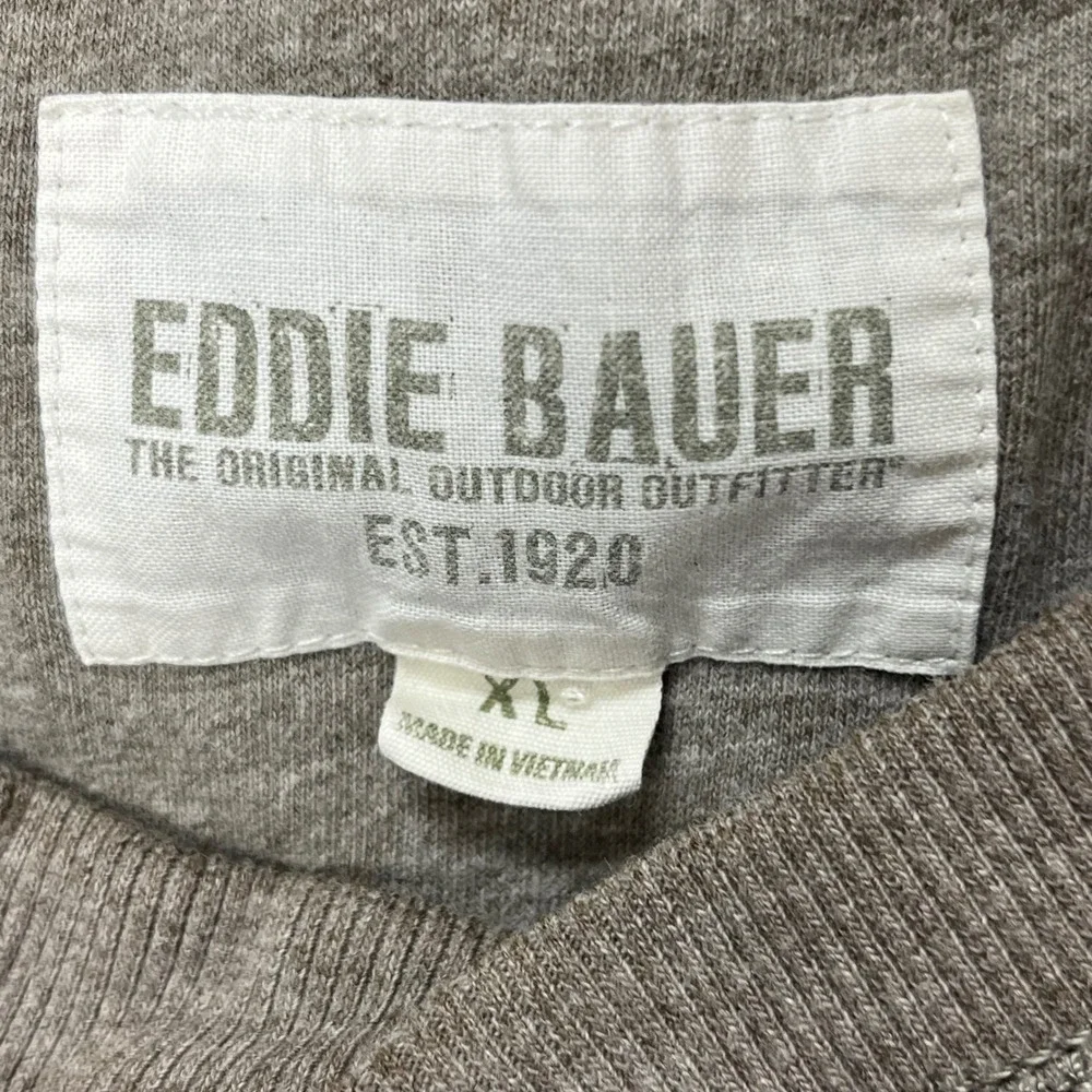 EDDIE BAUER Mens Long Sleeve Thermal‎ Henley Shirt Sz XL Gray Waffle Knit Casual